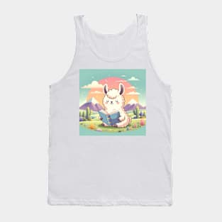 Llama Reads Book T-Shirt Hoodie Sticker Mug Tote etc. Tank Top